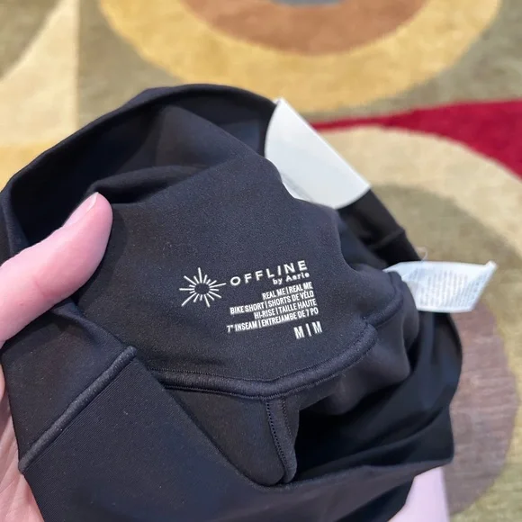 NWT Offline by Aerie Real Me Bike Short 7” Inseam Black Crossover Waistband M - Picture 7 of 8